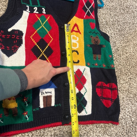 Vintage school teacher “ABC" themed knit sweater vest-womens Petite Medium! - Picture 13 of 16